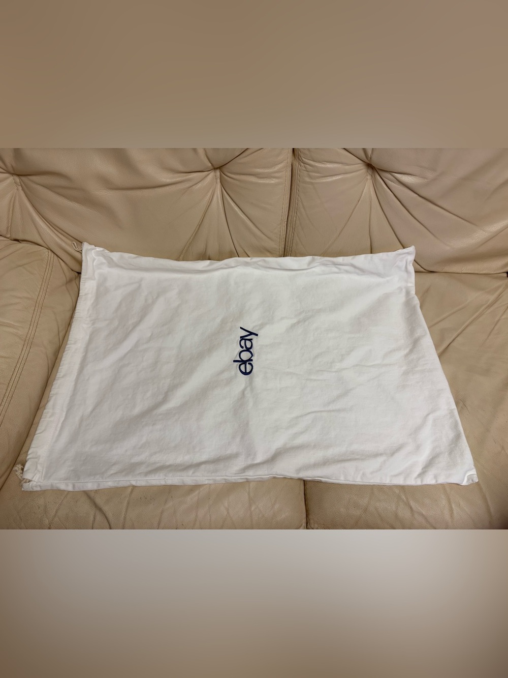 Large EBAY White Dust Bag Drawstring Blue Logo